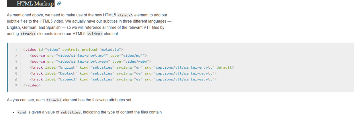 Auszug Integration WebVTT developer mozilla org