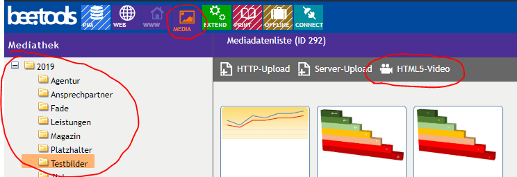 bee.tools Mediathek Upload - Schritt 1