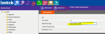 bee.tools Mediathek Upload - Schritt 2